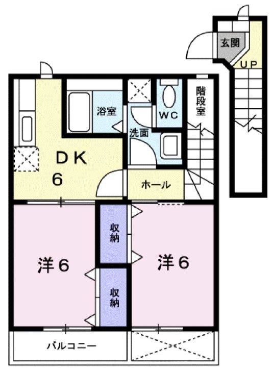 笠岡市大井南のアパートの間取り