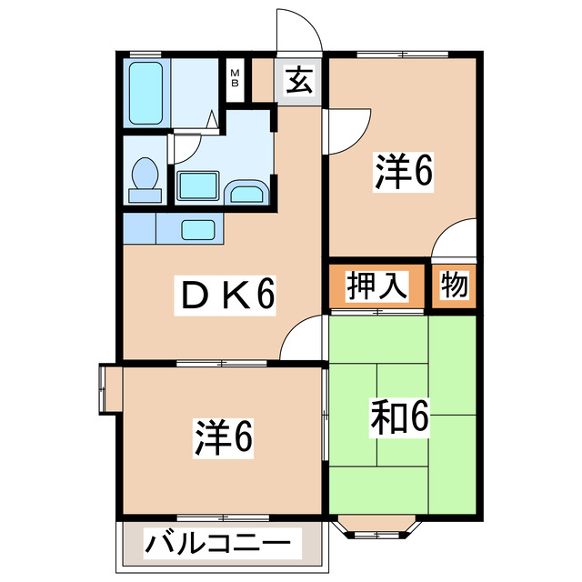 郡山市大槻町のアパートの間取り