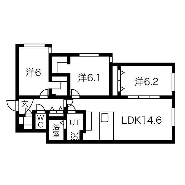 札幌市厚別区厚別中央二条のマンションの間取り