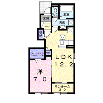 シエロガーデン下余部　Aの間取り