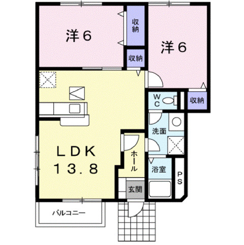 福山市山手町のアパートの間取り