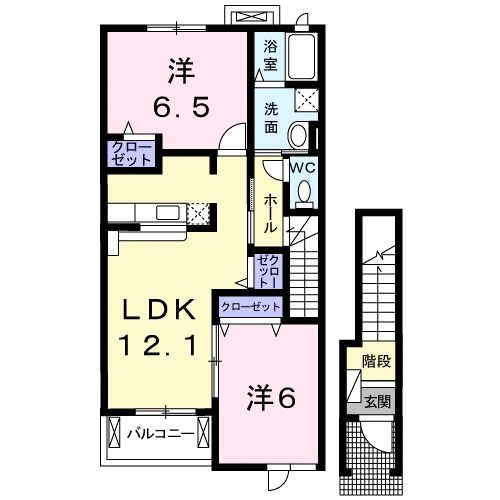 福山市駅家町大字法成寺のアパートの間取り