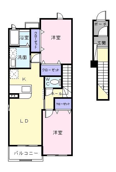 越谷市大字大道のアパートの間取り