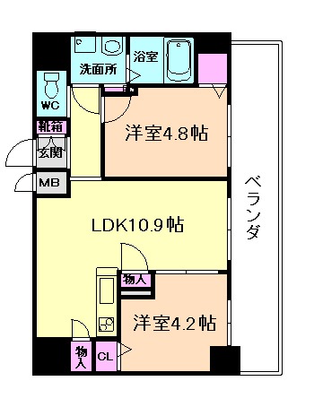 大阪市福島区吉野のマンションの間取り