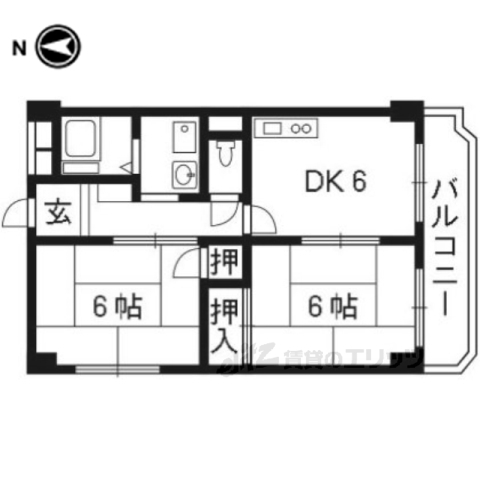 京都市下京区西七条南月読町のマンションの間取り