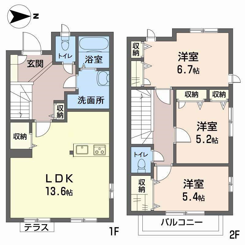 香芝市旭ケ丘のアパートの間取り