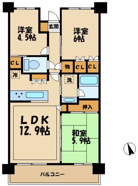 町田市能ヶ谷のマンションの間取り