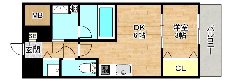 大阪市生野区中川東のマンションの間取り