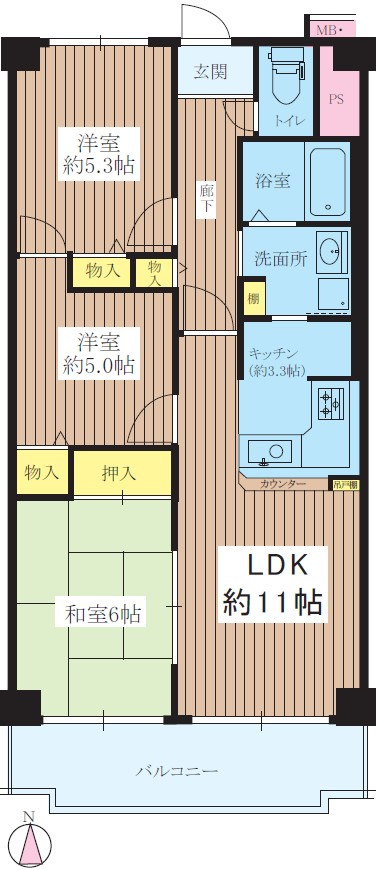 レックスタウン新高 2号館の間取り