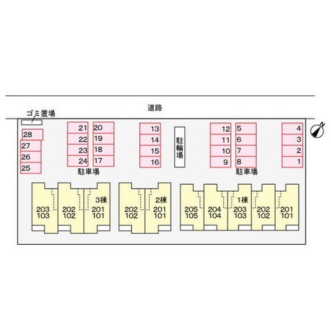 【プラシード３の駐車場】