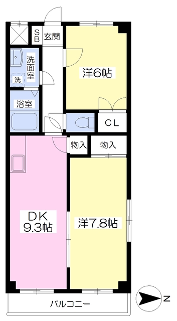 松山市鷹子町のマンションの間取り