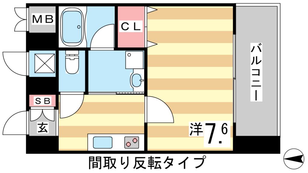 神戸市中央区北長狭通のマンションの間取り