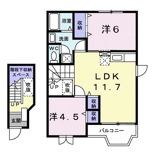 白石市旭町のアパートの間取り