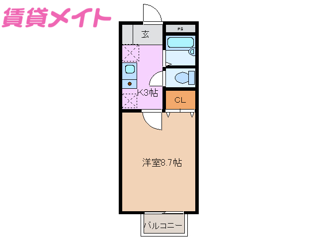 四日市市富士町のアパートの間取り