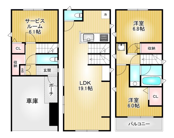 亀島1丁目戸建の間取り写真