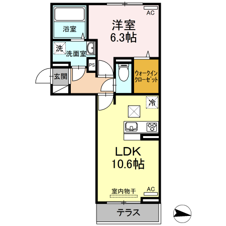 福山市神辺町大字川北のアパートの間取り