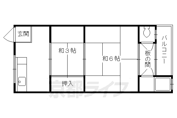京都市伏見区醍醐御霊ケ下町のアパートの間取り
