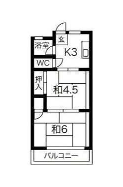 地下鉄東山線 中村公園駅 徒歩16分 3階建 築44年の間取り写真