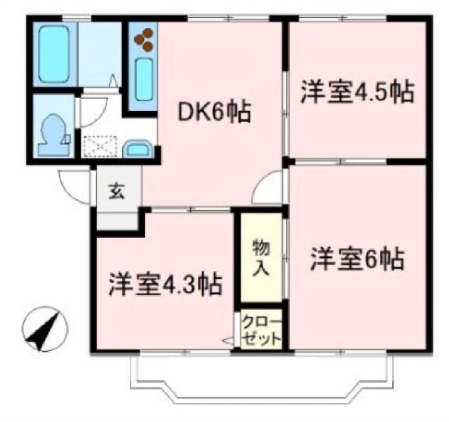 狭山市広瀬東のアパートの間取り