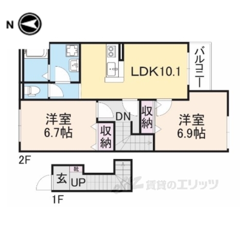 香芝市北今市のアパートの間取り