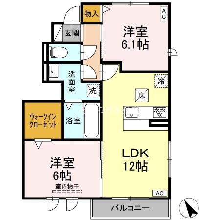 【浜松市中央区高丘北のアパートの間取り】