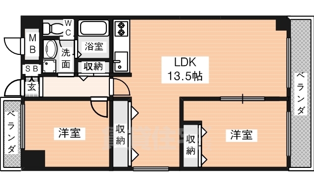 奈良市鳥見町のマンションの間取り