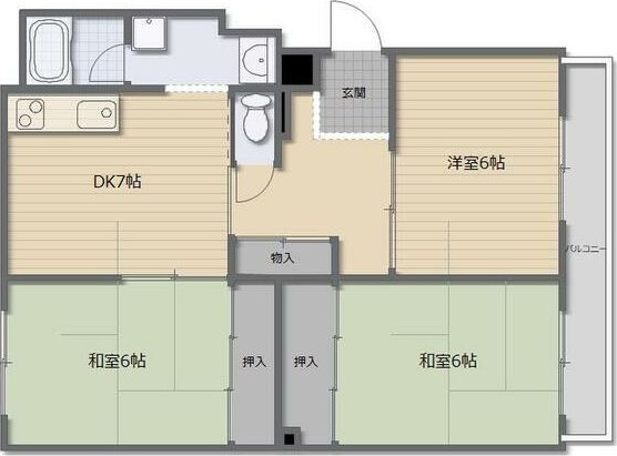 伊丹市御願塚のマンションの間取り