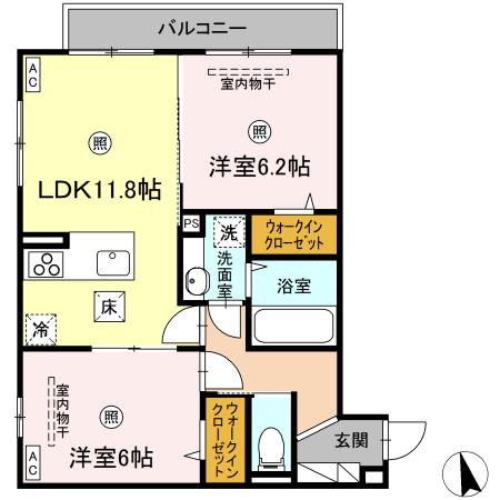 広島市安佐南区中筋のアパートの間取り