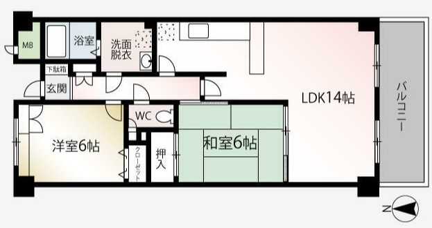 【横浜市青葉区奈良のマンションの間取り】