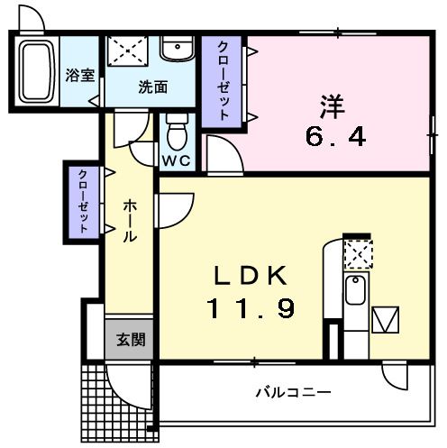 【仙台市青葉区下愛子のアパートの間取り】