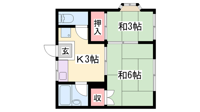 明石市大久保町西島のアパートの間取り