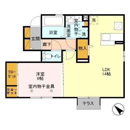 河北郡内灘町字鶴ケ丘のアパートの間取り