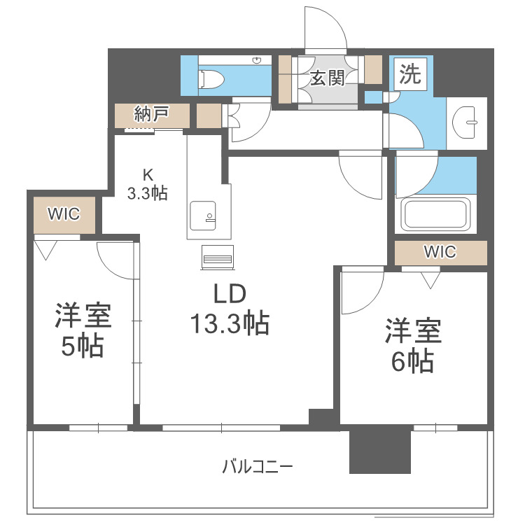 札幌市北区北八条西のマンションの間取り