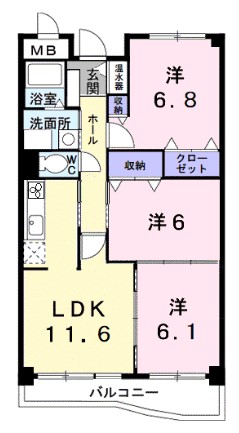 船橋市海神町南のマンションの間取り