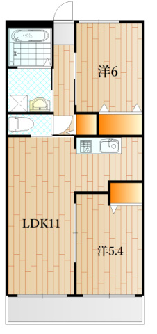 下関市王司川端のマンションの間取り