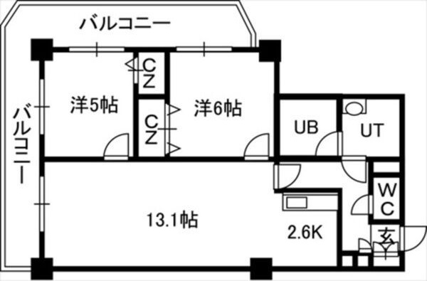 札幌市中央区南九条西のマンションの間取り