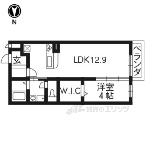 京都市伏見区深草大亀谷大山町のアパートの間取り