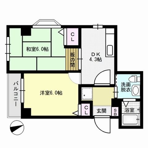 福岡市早良区南庄のマンションの間取り