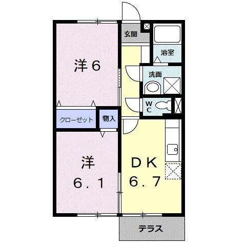 御坊市藤田町吉田のアパートの間取り