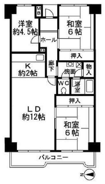 神戸市中央区港島中町のマンションの間取り