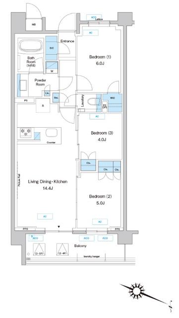 【川崎市宮前区鷺沼のマンションの間取り】