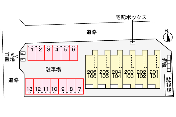 【松江市東津田町のアパートの駐車場】