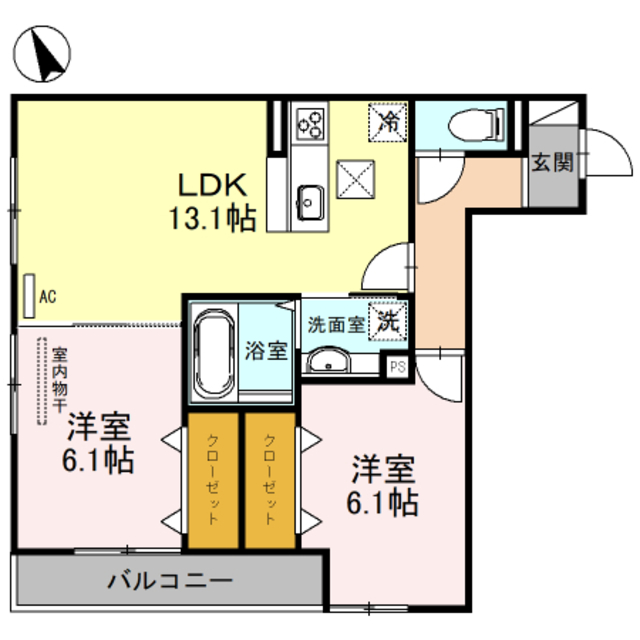 交野市倉治のアパートの間取り