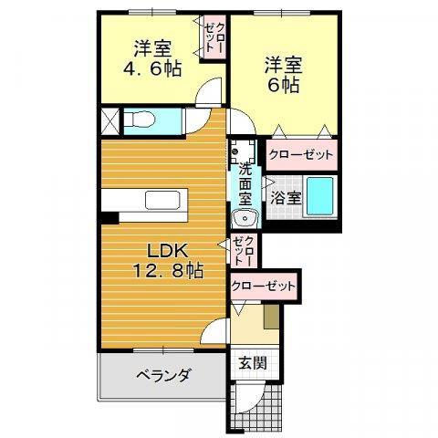 下関市王喜本町のアパートの間取り