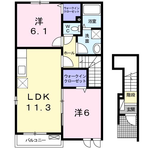 岡山市北区辛川市場のアパートの間取り