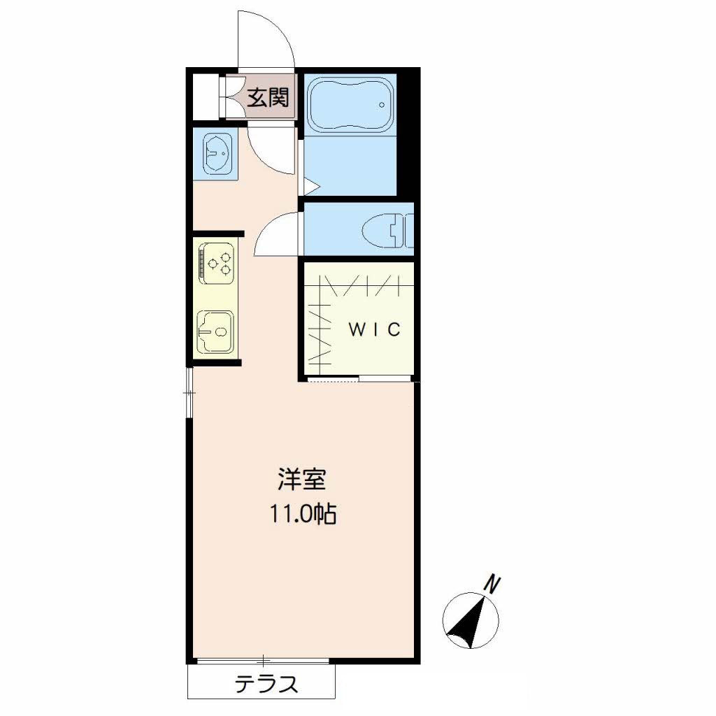 熊本市東区月出のアパートの間取り