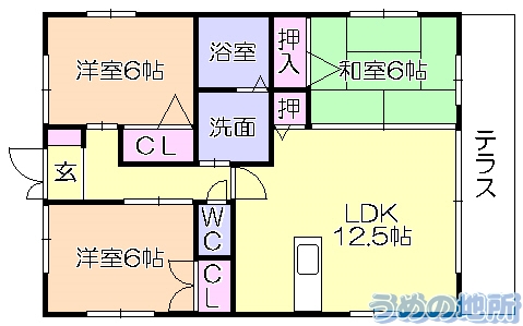 津福笠貸家 東の間取り写真