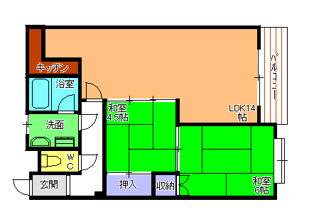 加古川市加古川町美乃利のマンションの間取り