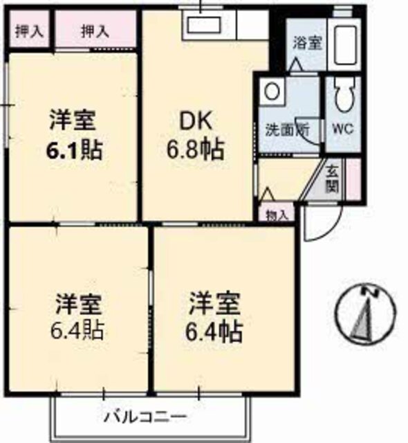 福山市駅家町大字近田のアパートの間取り