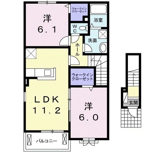 今治市郷六ヶ内町のアパートの間取り